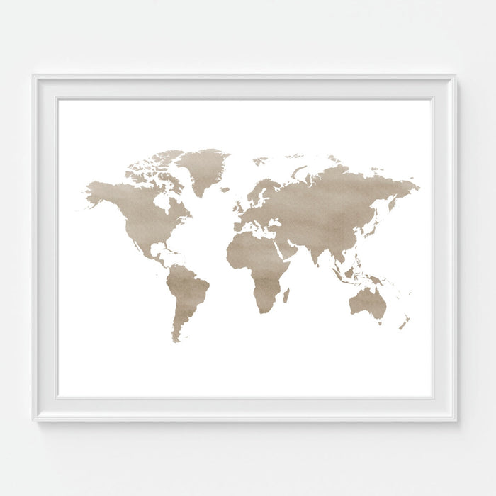 Brown Watercolor World Map