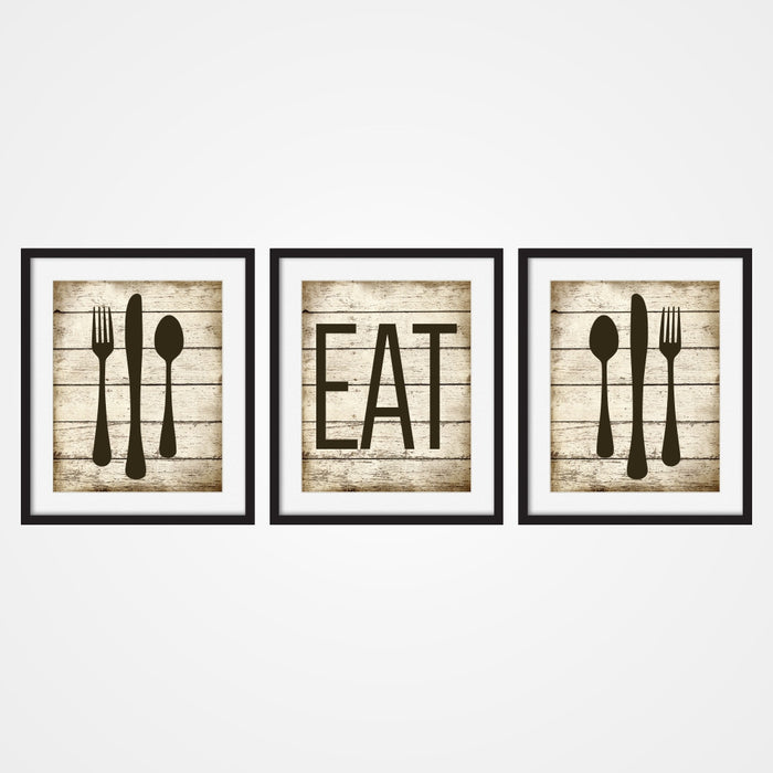 Rustic Eat Wall Art with Silverware