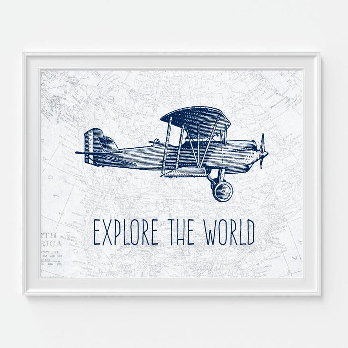 Explore The World Airplane Wall Art