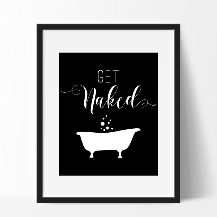 Get Naked Wall Art with Tub Black and White