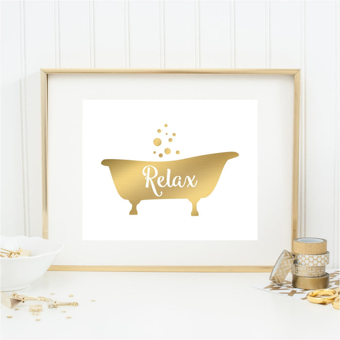 Relax Gold Tub Wall Art