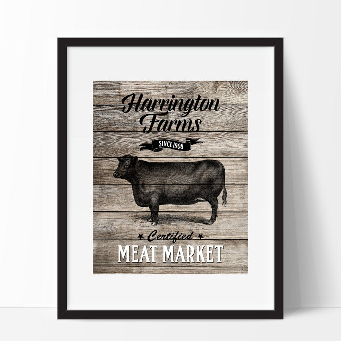 Farmhouse Wall Art Certified Meat Market Bull