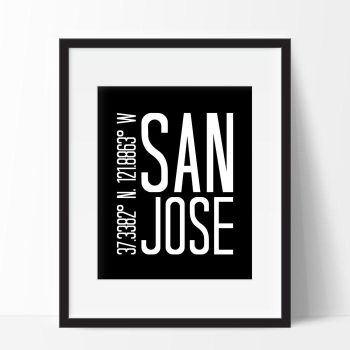 Art Print of Coordinates of San Jose California