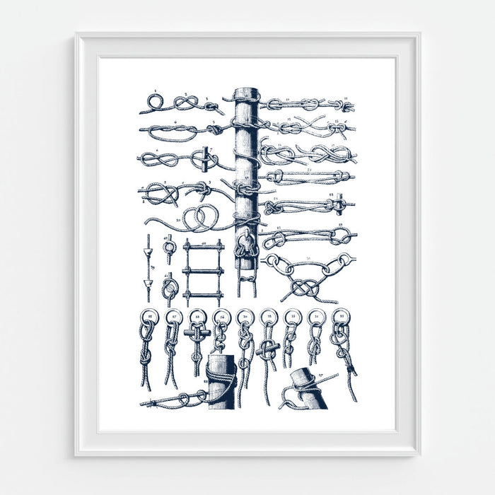 Nautical Rope Art Print. Guide to boating knots
