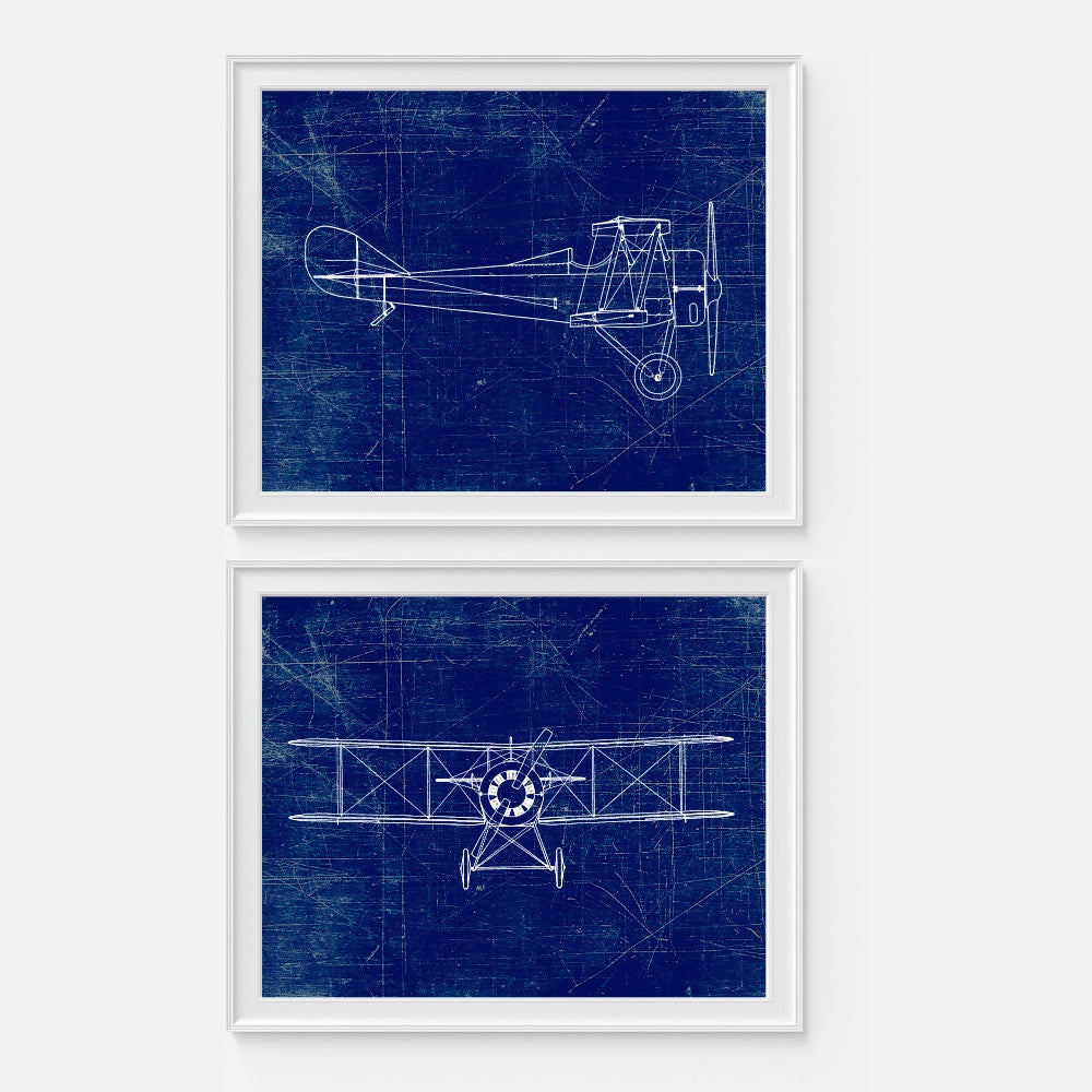 Set of Two Vintage Airplane Art Prints