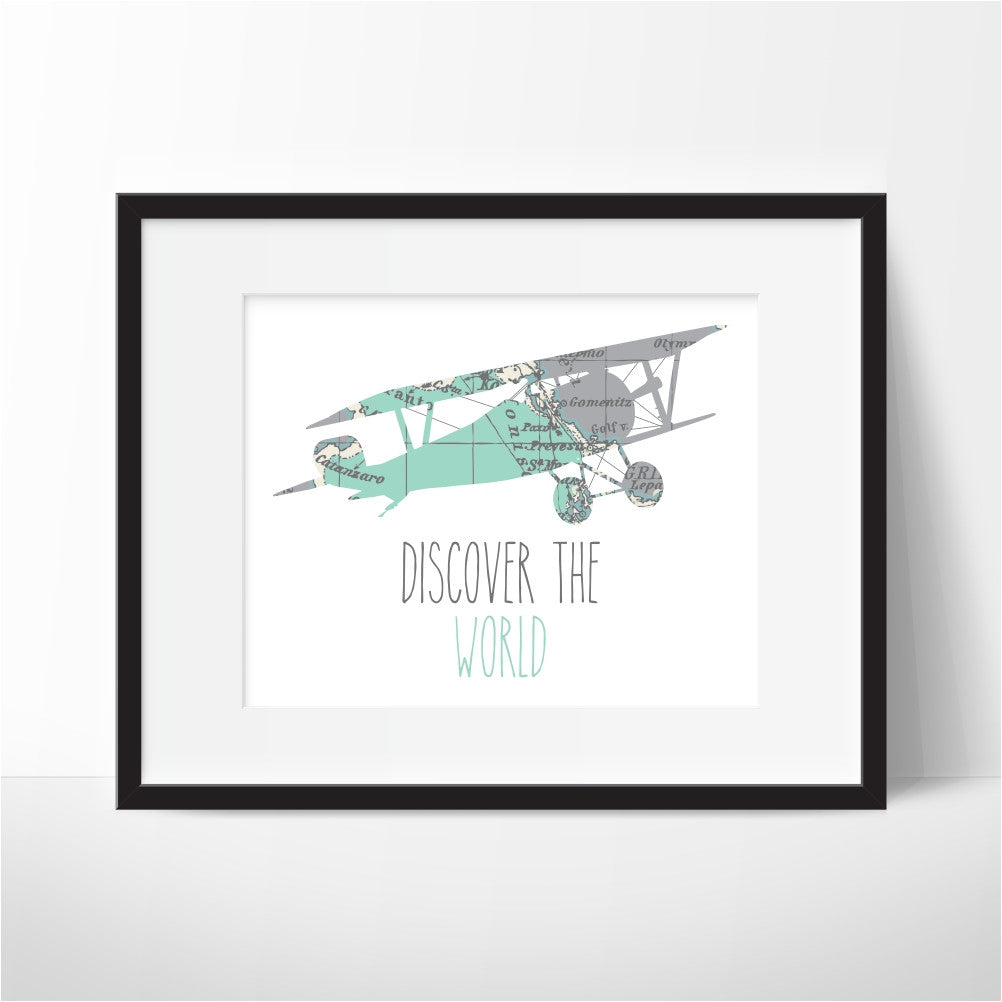 Airplane Art Print Discover The World