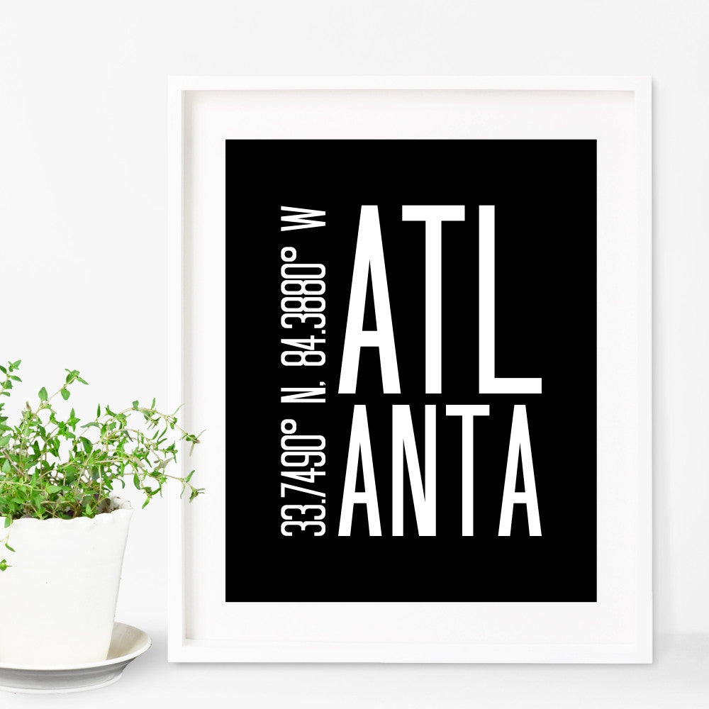 Alanta Wall Art Coordinates of Atlanta Georgia