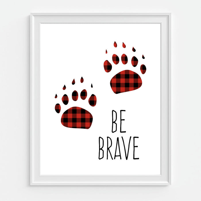 Be Brave Wall Art Buffalo Plaid Bear Paws