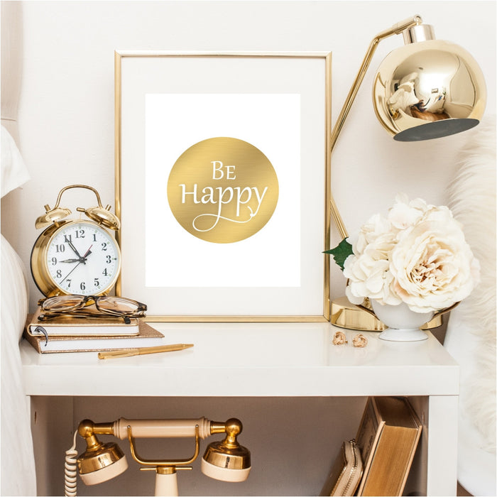 Be Happy Gold Wall Art