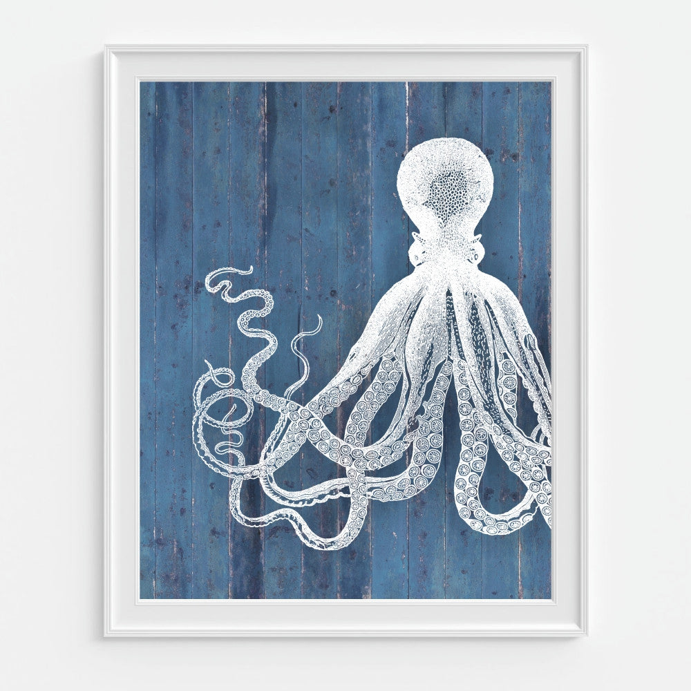 Octopus Wall Decor Blue Background