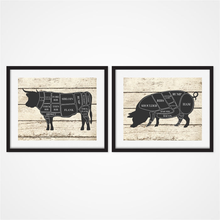 Butcher Prints Includes Cow and Pig