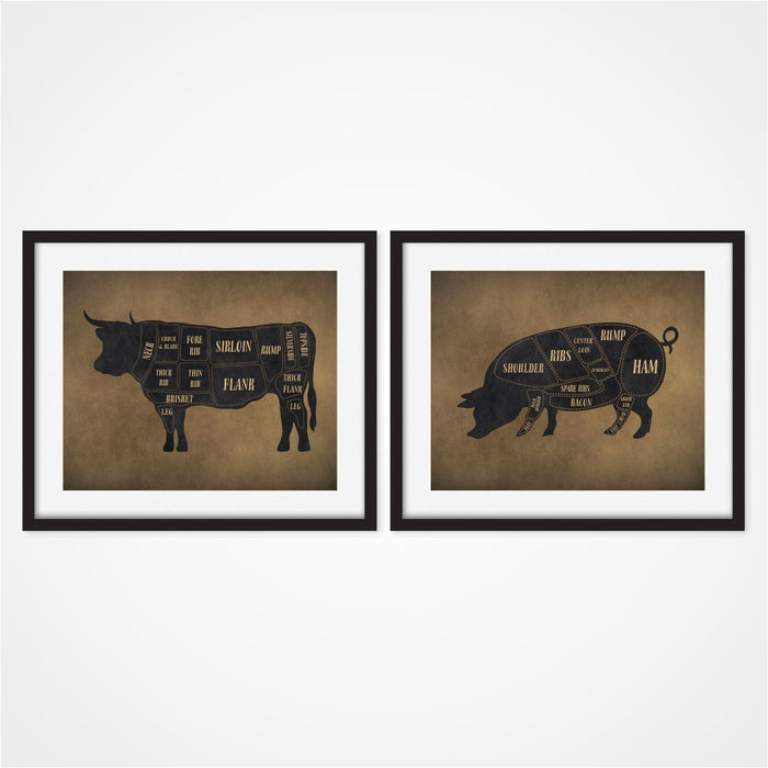 Cow and Pig Butcher Art Prints
