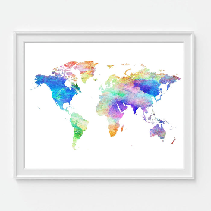 Watercolor World Map Gallery Art