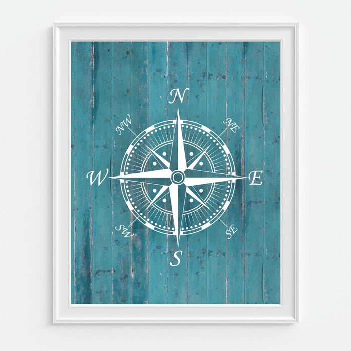 Compass Wall Art in Teal