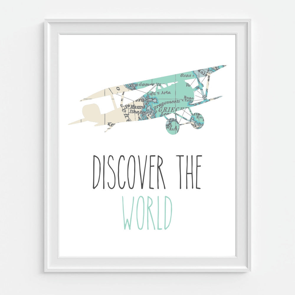 Discover The World Airplane Art Print