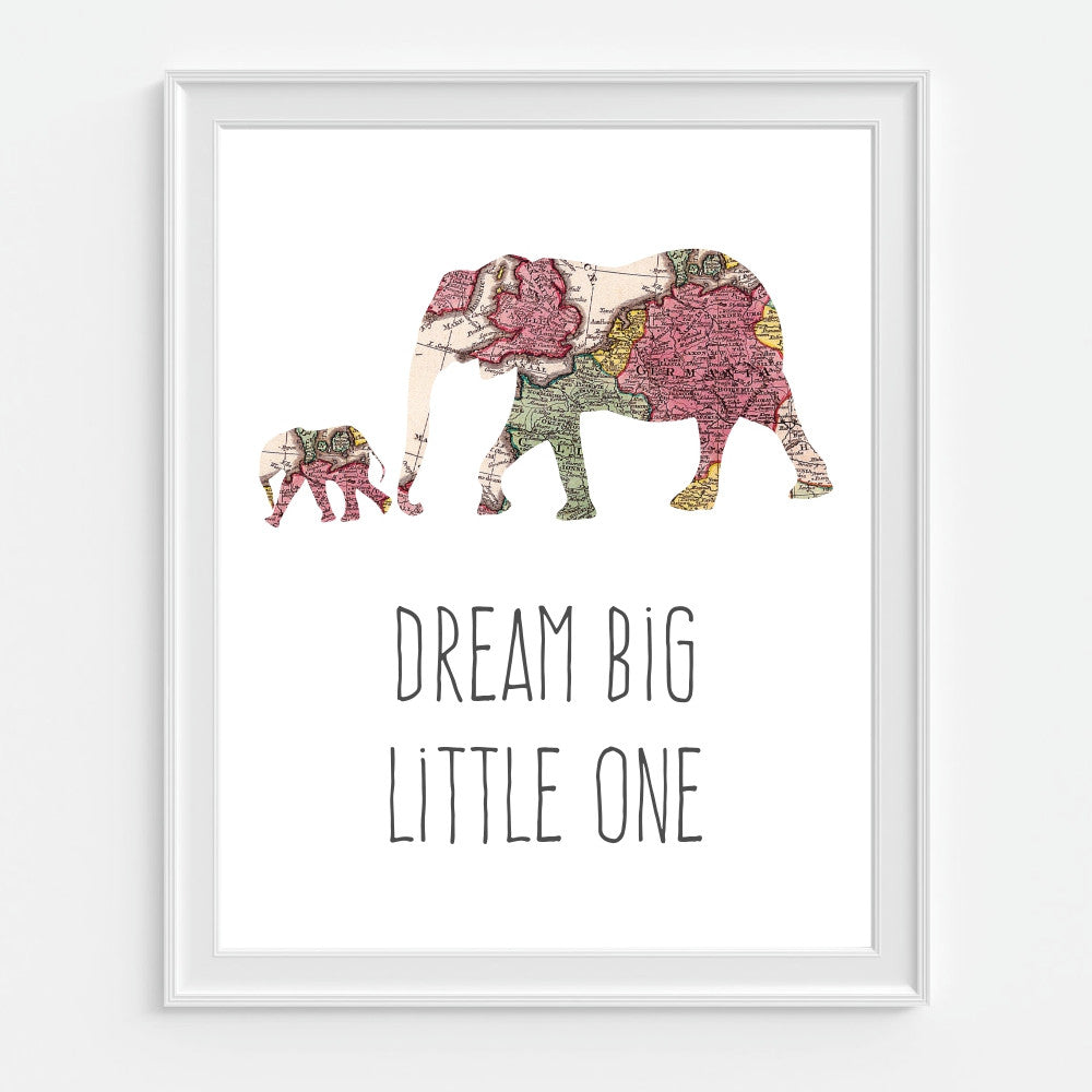 Dream Big Elephant and Baby Wall Art