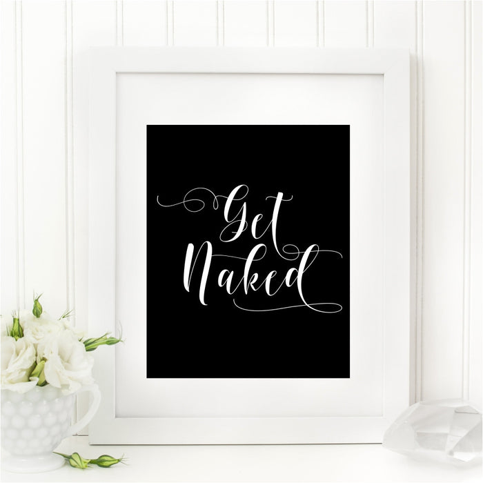 Get Naked Black and White Bathroom Wall Art