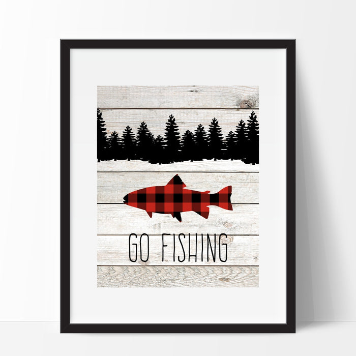 Go Fishing Plaid Wall Art