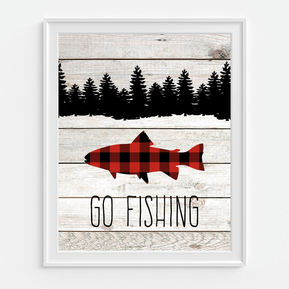 Go Fishing Plaid Wall Art