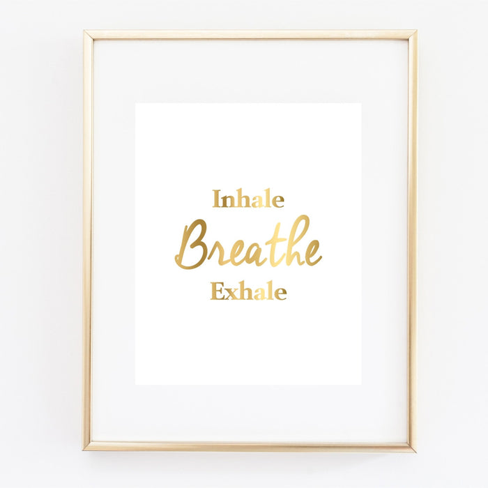 Inhale Breathe Exhale Gold Wall Art