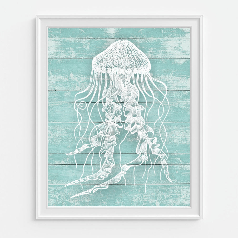 Jellyfish Wall Art in teal