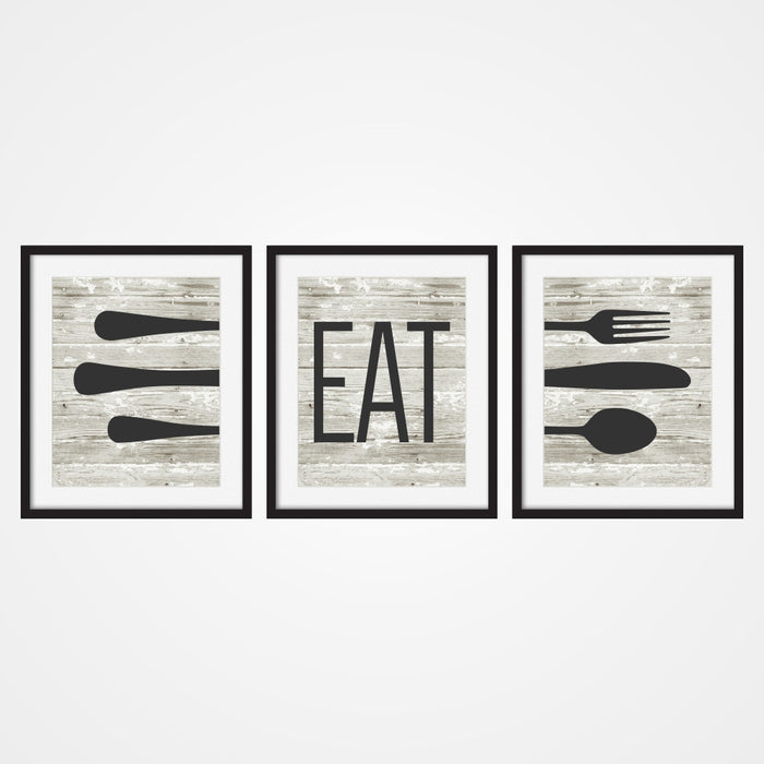 Eat Rustic Wall Art with eating utensils
