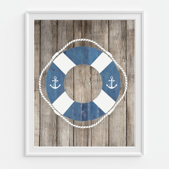 Buoy Wall Art on a Wood Background