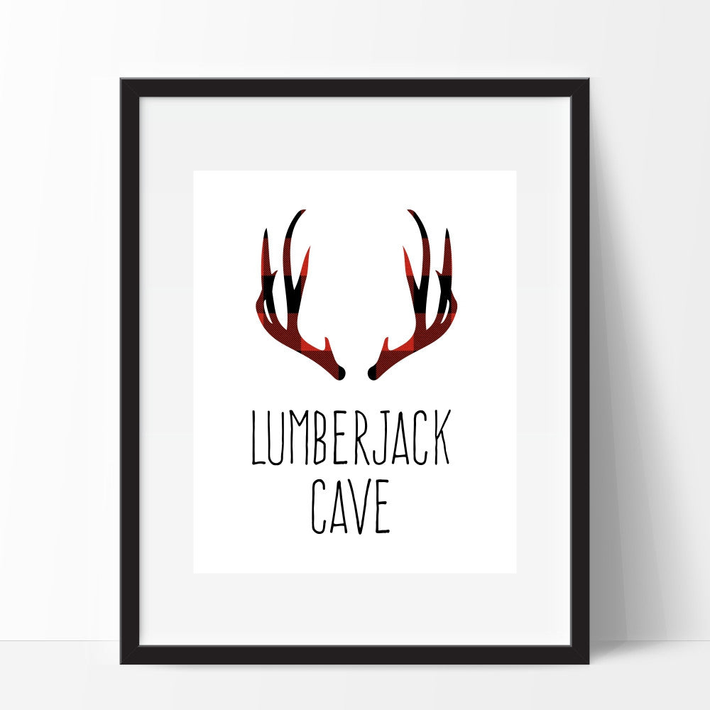 Lumberjack Cave Wall Art Red Plaid Antlers