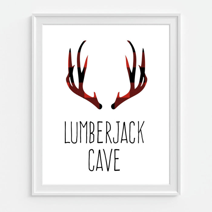 Plaid Antlers Lumberjack Cave Wall Art