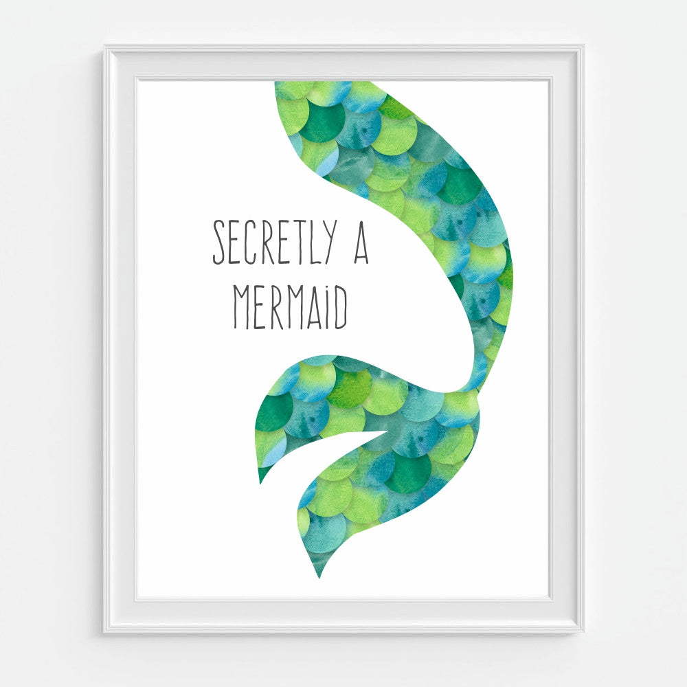 Mermaid Art Print Secretly A Mermaid Girls Room Decor