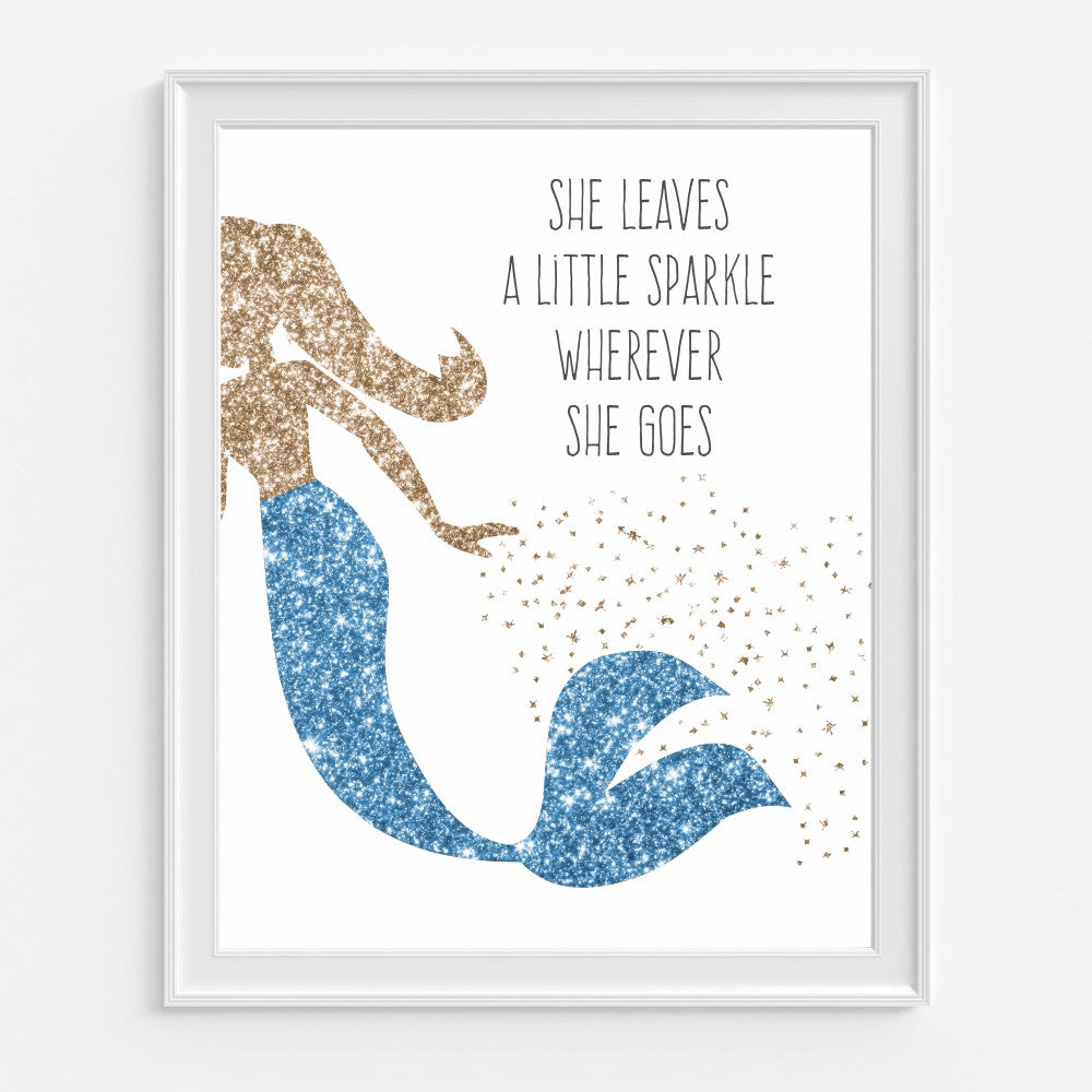 Mermaid Blue Glitter Art Print