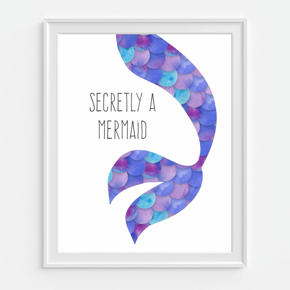 Mermaid Wall Art Secretly A Mermaid Childrens Purple Room Decor