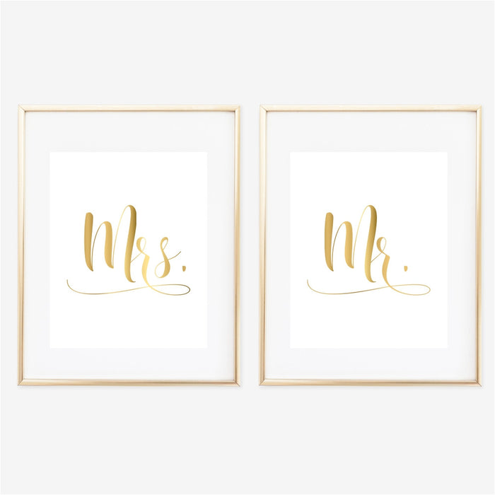 Mr And Mrs Art Prints Set of Two