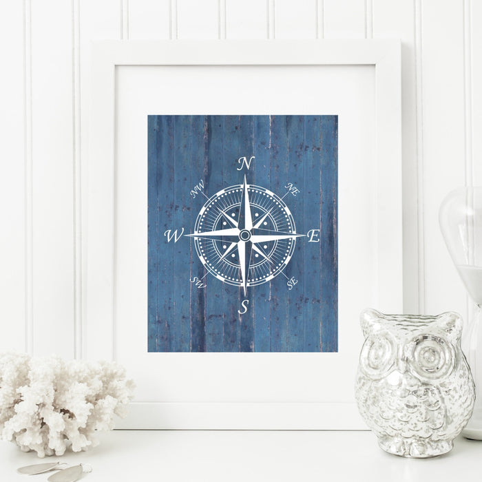 Nautical Compass Wall Art in Blue