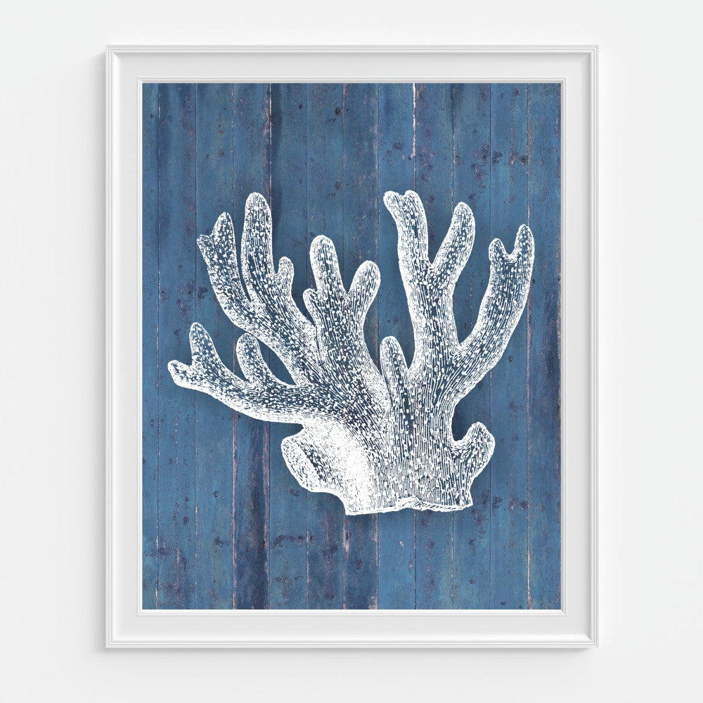 Coral Wall Art in Blue