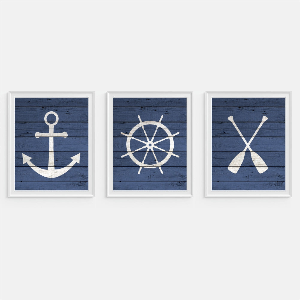 4 Pieces Nautical Wall Decor Anchor Ship Wheel