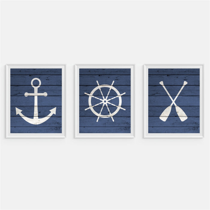 Nautical Wall Art oar ship wheel and anchor