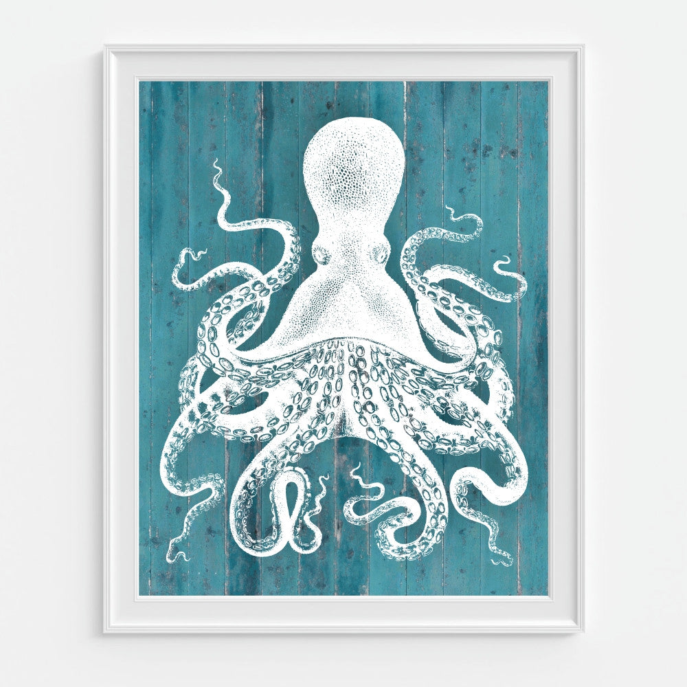Octopus Wall Art in Dark Teal
