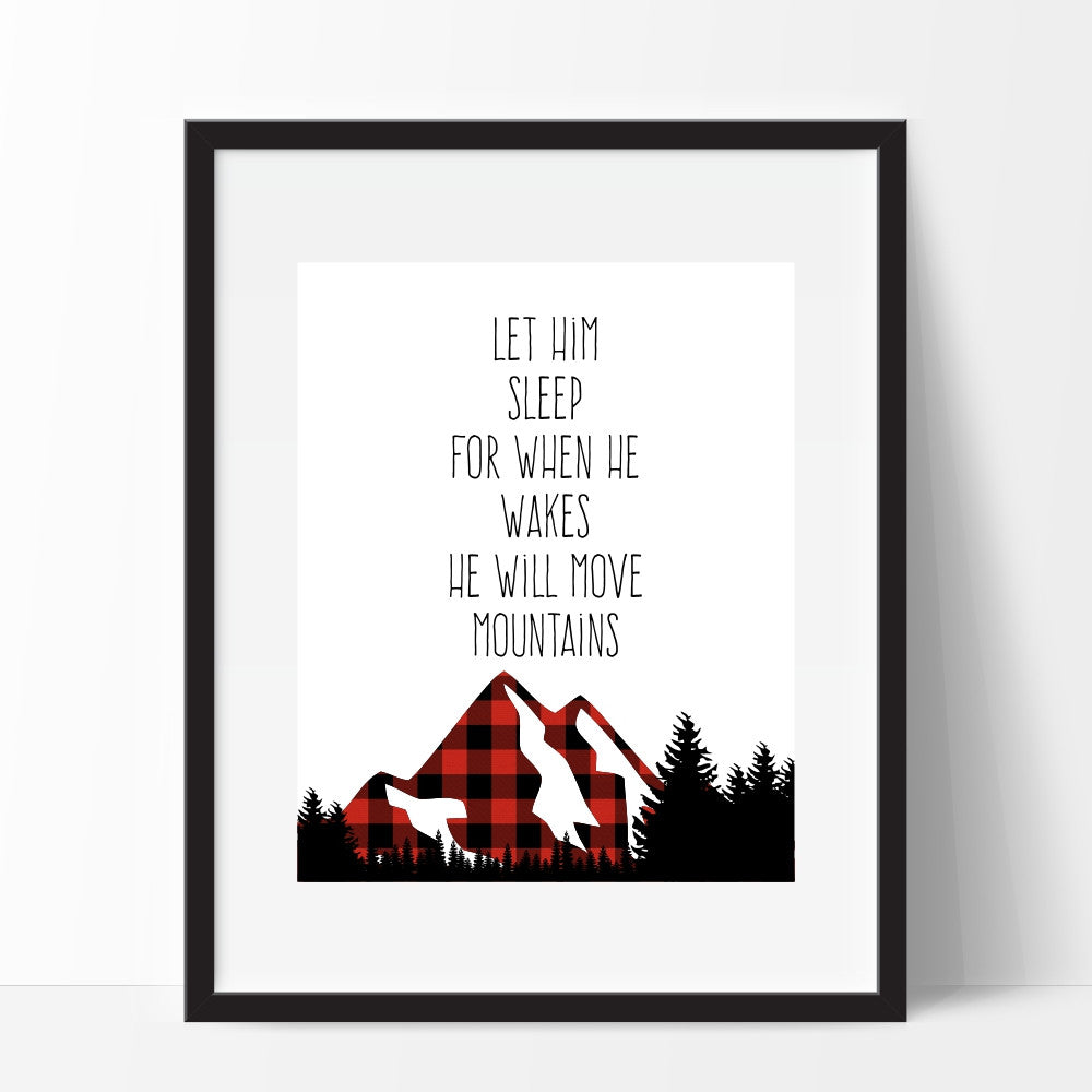 Let Her Sleep For When She Wakes She Will Move Mountains Wall Art Red and Black Plaid