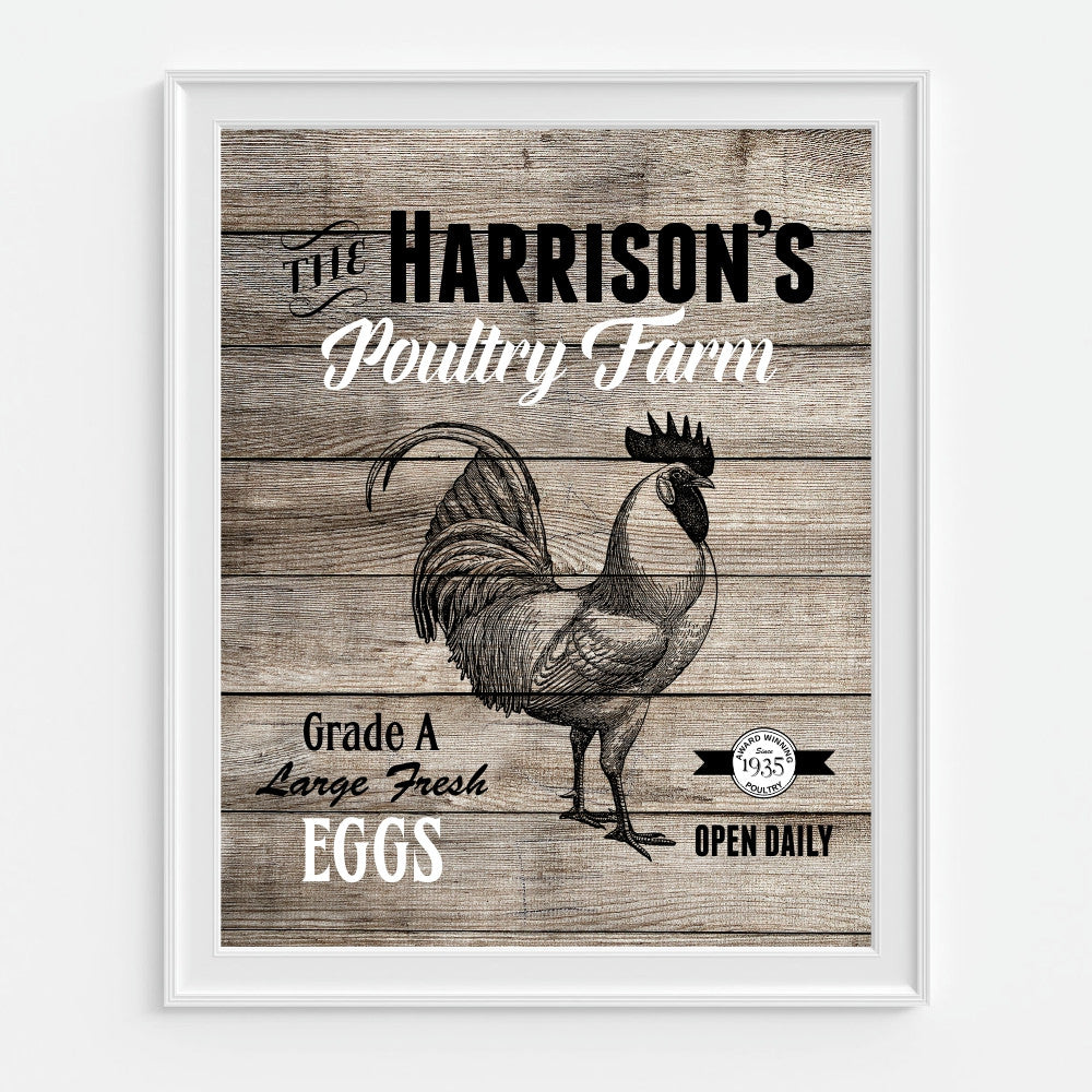 Rooster Personalized Kitchen Wall Art