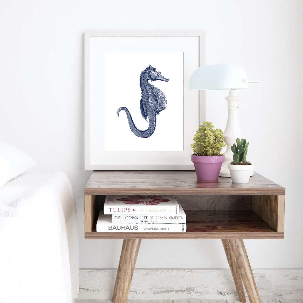 Blue Seahorse Art Print
