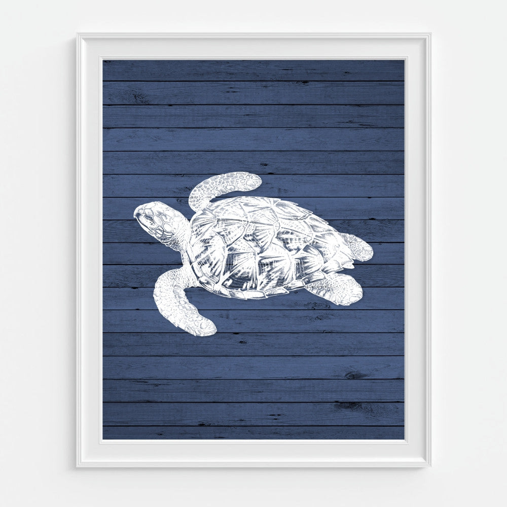 Blue Sea Turtle Wall Art