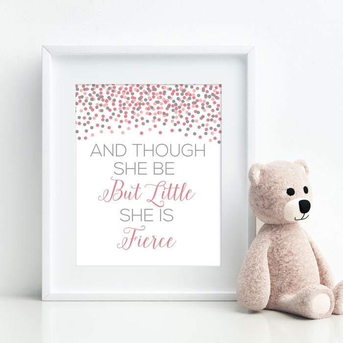 Though She Be But Little She Is Fierce Wall Art Shakespeare Quote Children's Art