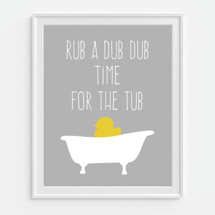Time For The Tub Ducky Wall Art Children's Bathroom Print
