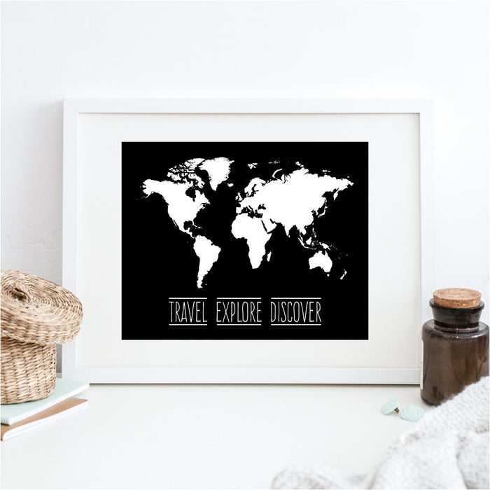 World Map Travel Explore Discover Wall Art
