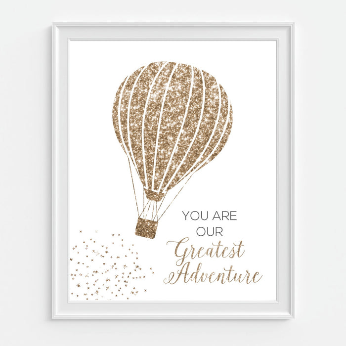 You Are Our Greatest Adventure Gold Hot Air Balloon Art